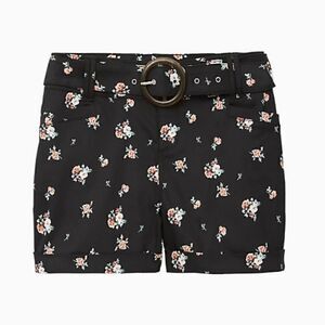 NWT TORRID 14W Belted Sateen Short Stretch Black